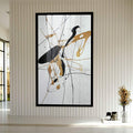 Quadro Decorativo Traços de Ouro | quadros decorativos para sala | Composição abstrata com formas preto e dourado entrelaçadas em linhas geométricas dinâmicas. | Porao dos Quadros