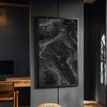 Quadro Decorativo Abstrato Estelar | quadros decorativos para sala | Padrão abstrato com pontos e círculos preto e branco em composição fluida e geométrica | Porao dos Quadros