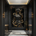 Quadro Decorativo Medusa A Perversidade e Magnitude da Beleza | quadros decorativos para sala | Medusa em ouro e preto com serpentes envolventes em composição clássica reimaginada. | Porao dos Quadros