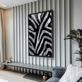 Textura abstrata de listras de zebra em preto e branco com efeito de pelagem, quadro decorativo