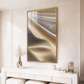 Quadro Abstrato Elegância Etérea | quadros decorativos para sala | Composição abstrata com formas fluidas em tons dourado, bege e cinza | Porao dos Quadros