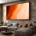 Pintura abstrata de ondas fluidas em degradê do laranja escuro ao pêssego claro, quadro decorativo