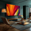 Quadro Decorativo Vibrante e Dinâmico | quadros decorativos para sala | Quadro abstrato com linhas dinâmicas em laranja, vermelho, roxo, amarelo e verde vibrantes | Porao dos Quadros