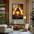 Quadro Decorativo Religioso - Luz e Amor Divinos | quadros decorativos para sala | Figura divina em contemplação com luz dourada radiante envolvendo-a, composição realista e espiritual. | Porao dos Quadros