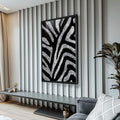 Quadro Decorativo Zebra Elegante | quadros decorativos para sala | Árvore ramificada com textura granulada branca em fundo preto profundo e contraste absoluto | Porao dos Quadros
