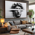 Quadro Decorativo Esculpido em Movimento | quadros decorativos para sala | Busto clássico em preto e branco com efeito de movimento dinâmico | Porao dos Quadros