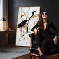 Quadro Decorativo Traços de Ouro | quadros decorativos para sala | Composição abstrata com formas preto e dourado entrelaçadas em linhas geométricas dinâmicas. | em Quadros para Sala | Porao dos Quadros