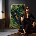Quadro Decorativo Lago Sereno | quadros decorativos para sala | Barco de madeira em lago com nenúfares verdes e bege em perspectiva aérea | em Quadros para Sala | Porao dos Quadros