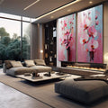 Quadro Decorativo Flores de Orquídeas - Elegância e Serenidade em sua Parede | quadros decorativos para sala | Duas telas com orquídeas rosa e azul em técnica aquarelada etérea com traços abstratos | em Quadros para Sala | Porao dos Quadros