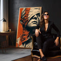 Quadro Decorativo Força em Vulnerabilidade | quadros decorativos para sala | Retrato pop art masculino em laranja, bege e preto com composição marcante | em Quadros para Sala | Porao dos Quadros