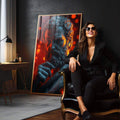 Quadro Decorativo Beleza Grega e Alta Sabedoria | quadros decorativos para sala | Retrato artístico com iluminação vermelha quente e azul frio em composição dramática | em Quadros para Sala | Porao dos Quadros