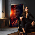 Quadro Decorativo Buda Sereno Refletindo | quadros decorativos para sala | Buda iluminado em tons vermelhos e dourados com luz contemplativa e presença sagrada | em Quadros para Sala | Porao dos Quadros