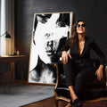 Quadro Decorativo Mistério em Preto e Branco | quadros decorativos para sala | Retrato abstrato em preto e branco com traços dissolutos e contraste dramático. | em Quadros para Sala | Porao dos Quadros