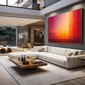 Quadro Decorativo Pôr do Sol Vibrante | quadros decorativos para sala | Pôr do sol em degradê de magenta, rosa, laranja e amarelo com círculo solar central | em Quadros para Sala | Porao dos Quadros