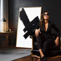 Quadro Decorativo Pincelada em Preto e Branco | quadros decorativos para sala | X em traços pretos e cinzentos sobre fundo branco com composição abstrata expressiva. | em Quadros para Sala | Porao dos Quadros