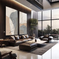 Quadro Decorativo Elegância Abstrata - Toque Moderno | quadros decorativos para sala | Dois quadros com perfis abstratos em linha contínua em tons bege, cinza e azul pastel. | em Quadros para Sala | Porao dos Quadros
