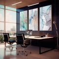 Quadro Decorativo: Explosão de Cores para Estímulo Visual | quadros decorativos para sala | Triptela abstrata em aquarela com fluxos fluidos de azul, verde-menta e bege | em Quadros para Sala | Porao dos Quadros