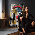 Quadro Decorativo Fones Urbanos Vibrantes | quadros decorativos para sala | Fones de ouvido street art em preto, vermelho, azul e amarelo com grafismos urbanos. | em Quadros para Sala | Porao dos Quadros