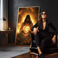 Quadro Decorativo Religioso - Luz e Amor Divinos | quadros decorativos para sala | Figura divina em contemplação com luz dourada radiante envolvendo-a, composição realista e espiritual. | em Quadros para Sala | Porao dos Quadros