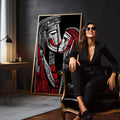 Quadro Decorativo Abraço Emocional Minimalista | quadros decorativos para sala | Sapatos em preto, branco e vermelho com traços expressionistas em composição dinâmica. | em Quadros para Sala | Porao dos Quadros