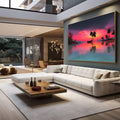 Quadro Decorativo Pôr do Sol Sereno | quadros decorativos para sala | Pôr do sol tropical com barco de madeira e refletidos em água calma | em Quadros para Sala | Porao dos Quadros