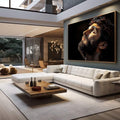 Quadro Decorativo - Reflexão em Tons Sombrios | quadros decorativos para sala | Homem em repouso contemplativo com coroa de espinhos, iluminação dourada em fundo escuro | em Quadros para Sala | Porao dos Quadros