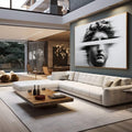 Quadro Decorativo Esculpido em Movimento | quadros decorativos para sala | Busto clássico em preto e branco com efeito de movimento dinâmico | em Quadros para Sala | Porao dos Quadros