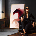 Quadro Decorativo Cavalo Elegante em Vermelho | quadros decorativos para sala | Cavalo em aquarela vermelha com silhueta translúcida em tons bege e creme. | em Quadros para Sala | Porao dos Quadros