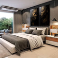 Quadro Decorativo Serenidade e Estilo | quadros decorativos para sala | Dois retratos em ouro e preto com expressão contemplativa e profundidade fotográfica | em Quadros para Sala | Porao dos Quadros