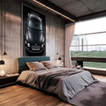 Quadro Decorativo Carro Luxo - Elegância em Preto | quadros decorativos | Bentley preto em vista superior com detalhe dos cromados e luz dramática. | em Quadros para Escritorio | Porao dos Quadros