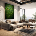 Quadro Decorativo Folha Brilhante | quadros decorativos | Folha verde com gotas de orvalho brilhando em composição fotográfica detalhada e natural. | em Quadros para Escritorio | Porao dos Quadros
