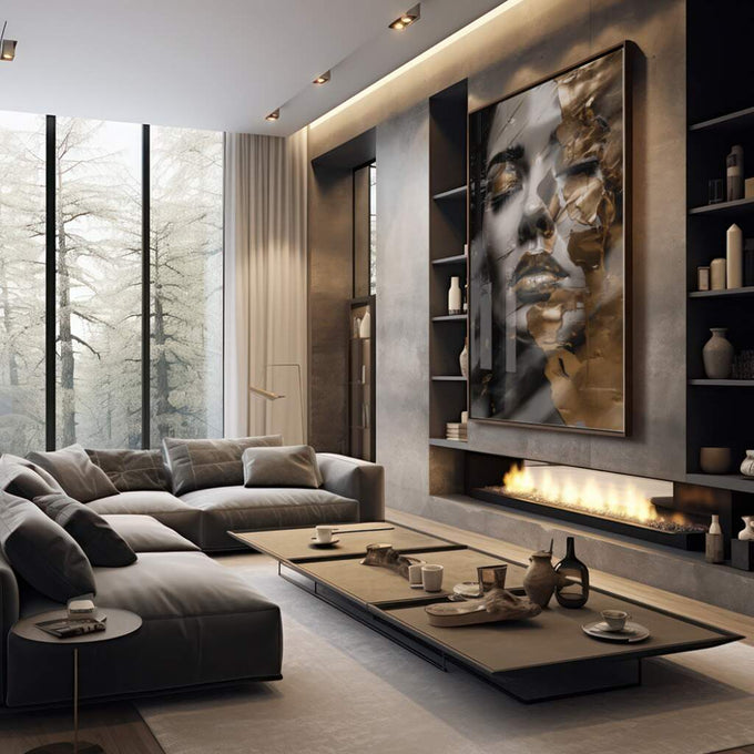 Quadro Decorativo Elegância em Folha de Ouro: Transforme Seu Ambiente | quadros decorativos | Rosto em preto e branco com dourado líquido escorrendo pela face em composição artística. | em Quadros para Escritorio | Porao dos Quadros