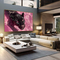 Quadro Decorativo Pantera Rosa Impactante | quadros decorativos | Pantera preta com olhos rosa em águas rosa-neon luminosas | em Quadros para Escritorio | Porao dos Quadros