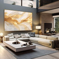 Quadro Decorativo Elegância Serene | quadros decorativos | Abstração em dourado e branco com fluxos líquidos e translúcidos em composição elegante | em Quadros para Escritorio | Porao dos Quadros