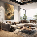 Quadro Decorativo Jesus e Leão em Harmonia Divina | quadros decorativos | Homem em vestes brancas ao lado de leão majestoso envolvidos em nuvens douradas com raios de luz celestial | em Quadros para Escritorio | Porao dos Quadros