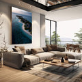 Quadro Decorativo Ilha Tropical em Relaxamento | quadros decorativos | Ilha tropical com praia de areia clara cercada por águas azuis e turquesas sob céu sereno | em Quadros para Escritorio | Porao dos Quadros