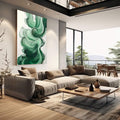 Quadro Decorativo Pincelada Serenidade Verde | quadros decorativos | Obra abstrata com ondas fluidas em verde vibrante sobre fundo claro e texturizado. | em Quadros para Escritorio | Porao dos Quadros