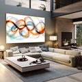 Quadro Decorativo Energia Abstrata | quadros decorativos | Formas abstratas fluidas em laranja, azul e neutro com composição de movimento e transparência | em Quadros para Escritorio | Porao dos Quadros