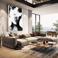 Quadro Decorativo Mistério em Preto e Branco | quadros decorativos | Retrato abstrato em preto e branco com traços dissolutos e contraste dramático. | em Quadros para Escritorio | Porao dos Quadros