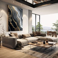Quadro Decorativo Serenidade Dourada | quadros decorativos | Composição aérea de litoral em preto, cinza e ouro, com camadas geológicas e linhas douradas. | em Quadros para Escritorio | Porao dos Quadros