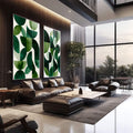 Quadro Decorativo Geometria Verde | quadros decorativos | Composição abstrata com formas geométricas em múltiplos tons de verde sobre fundo branco | em Quadros para Escritorio | Porao dos Quadros