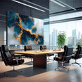 Quadro Decorativo Elegância Azul Dourado - Arte para Ambientes Sofisticados | quadros decorativos | Abstração com blocos azuis profundos cruzados por veios dourados luminosos e textura mineral | em Quadros para Escritorio | Porao dos Quadros