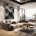 Quadro Decorativo Harmonia em Preto e Branco | quadros decorativos | Padrão de ondas sinuosas em preto e branco criando ilusão óptica abstrata e movimento contínuo | em Quadros para Escritorio | Porao dos Quadros