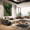 Quadro Decorativo Lago Sereno | quadros decorativos | Barco de madeira em lago com nenúfares verdes e bege em perspectiva aérea | em Quadros para Escritorio | Porao dos Quadros
