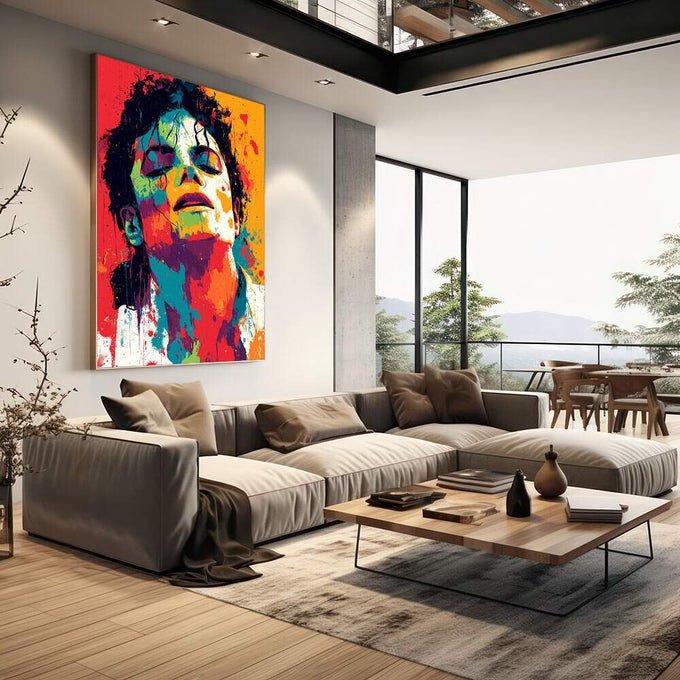 Quadro Decorativo Serenidade em Cores Vibrantes | quadros decorativos | Retrato em pop art com cores vibrantes vermelho, laranja, azul e amarelo em composição expressiva vertical. | em Quadros para Escritorio | Porao dos Quadros