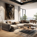 Quadro Decorativo Onça Negra Majestosa | quadros decorativos | Rinoceronte em tons sépia com iluminação dramática em composição fotográfica realista. | em Quadros para Escritório | Porao dos Quadros