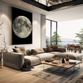 Quadro Decorativo Encanto Lunar da Luz da Lua | quadros decorativos | Lua cheia detalhada em cinza e branco contra fundo preto do espaço | em Quadros para Escritorio | Porao dos Quadros