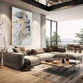 Quadro Decorativo Elegância Abstrata | quadros decorativos | Figura geométrica com linhas pretas e traços dourados em composição tridimensional minimalista | em Quadros para Escritorio | Porao dos Quadros