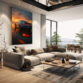 Quadro Decorativo Porsche ao Pôr do Sol | quadros decorativos | Porsche azul ao pôr do sol em praia com reflexo dourado na areia molhada | em Quadros para Escritorio | Porao dos Quadros