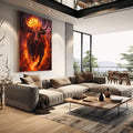 Quadro Decorativo Majestoso do Touro Poderoso | quadros decorativos | Touro em chamas com coroa de neon amarelo brilhante em composição dramática e realista | em Quadros para Escritorio | Porao dos Quadros